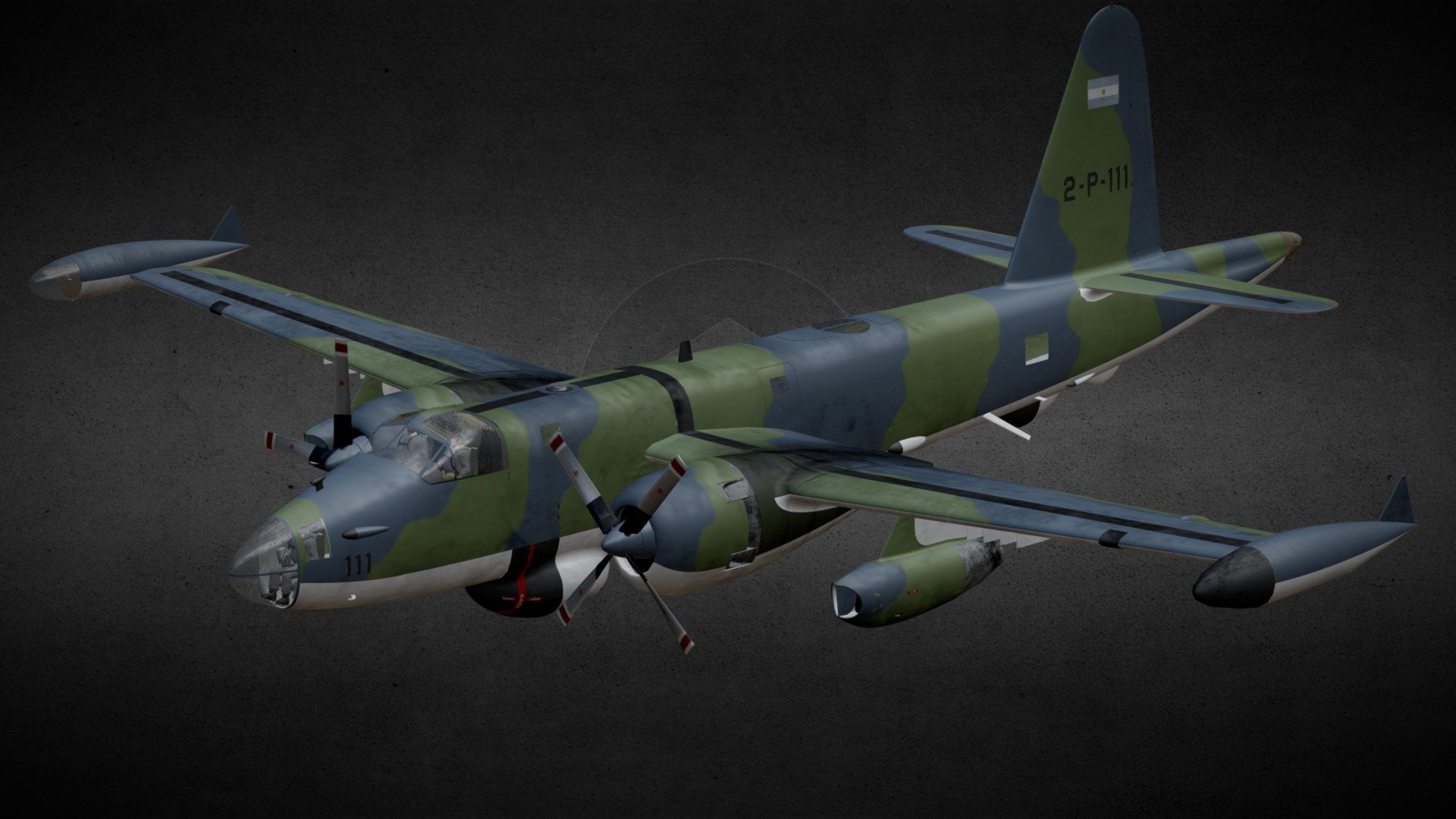 3D Representation of the Lockheed P-2 Neptune 2-P-111 of the &ldquo;Naval Air Squadron Exploration