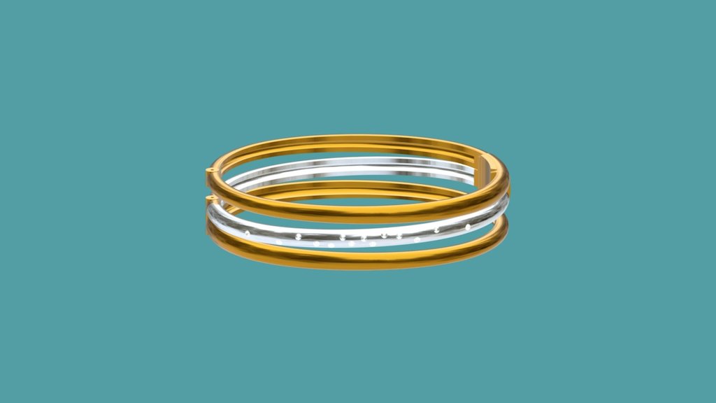 Bracelet Or jaune et gris, serti de 14 diamant Ø 1.3mm - Br Or Bicolore & diamants - 3D model by Pierre.C 3d model
