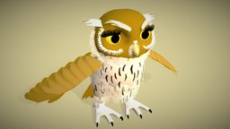 Cartoon Owl owl, cartoony, game-asset, low-poly-game-assets, low-poly-animal, cartoon, free, textured