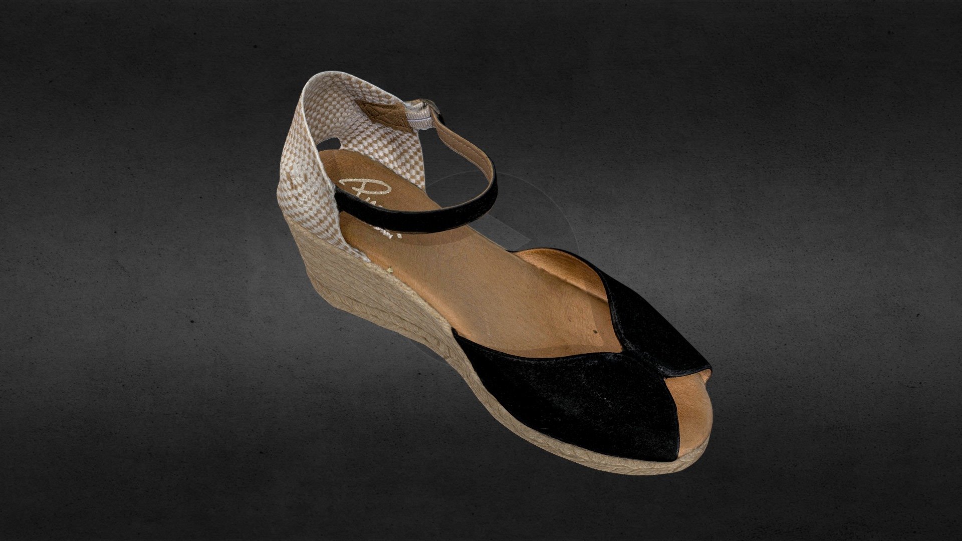 Espadrilles  are casual, rope-soled, flat but sometimes high-heeled shoes. They usually have a canvas or cotton fabric upper and a flexible sole made of esparto rope. The esparto rope sole is the defining characteristic of an espadrille; the uppers vary widely in style.
wikipedia - Espadrillas female - Buy Royalty Free 3D model by Franko (@franko_frullo) 3d model