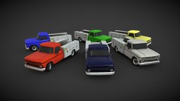 Service trucks truck, retro, classic, unity, game, vehicle, lowpoly, car, mobilefriendly