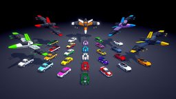 APRIL 2023: Arcade Ultimate Pack rally, retro, spacecraft, pickup, pack, lowpoly, sci-fi, stylized, space, spaceship, noai