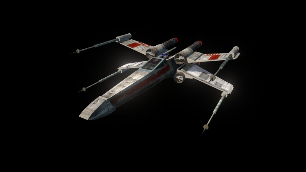 Xwing to be used in my Death Star trench annotated scene - Xwing - Download Free 3D model by GaryPhelps 3d model