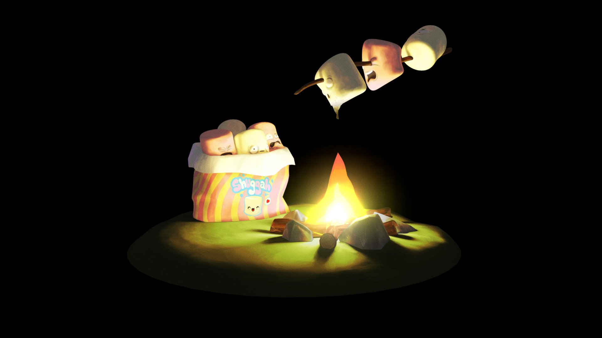 Hello,
Here my entry for the  #DiscordFoodCharacter

Marshmallows_in_hell: the creepy end&hellip;

Modeling/painting done in #Blender

Based on a original concept art of Loga 
https://www.instagram.com/logartiste/?hl=fr
https://www.youtube.com/channel/UCsqlp9oe-5hpdKMailvJZLQ - #DiscordFoodCharacter  Marshmallows_in_hell - Download Free 3D model by B3N023 3d model