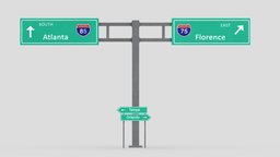 Highway Sign 03 led, assets, control, set, element, traffic, urban, highway, road, signs, signage, sign, lane, dynamic, elements, freeway, variable, roadway, architecture, game, low, poly, design, structure, street, expressway