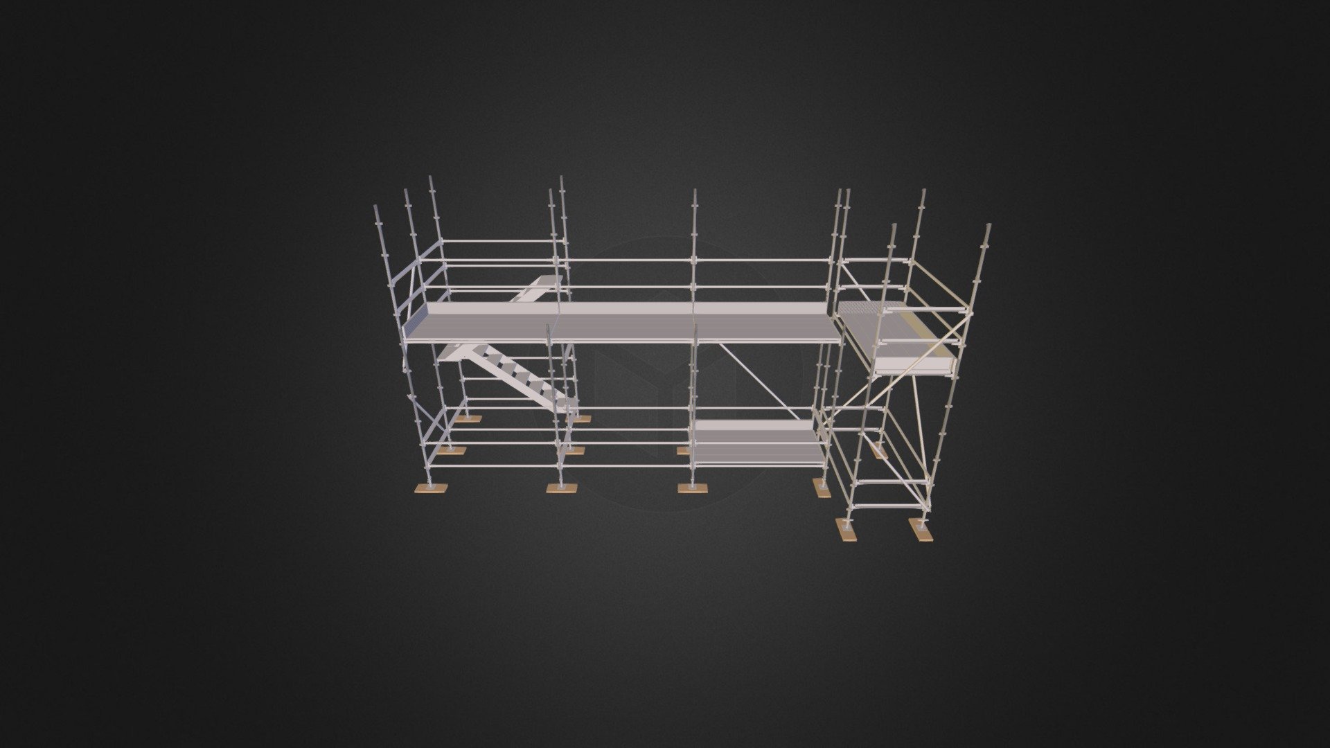 Scaffold 3bay with Return Stairs - 3D model by Ammonite (@rickharris7) 3d model