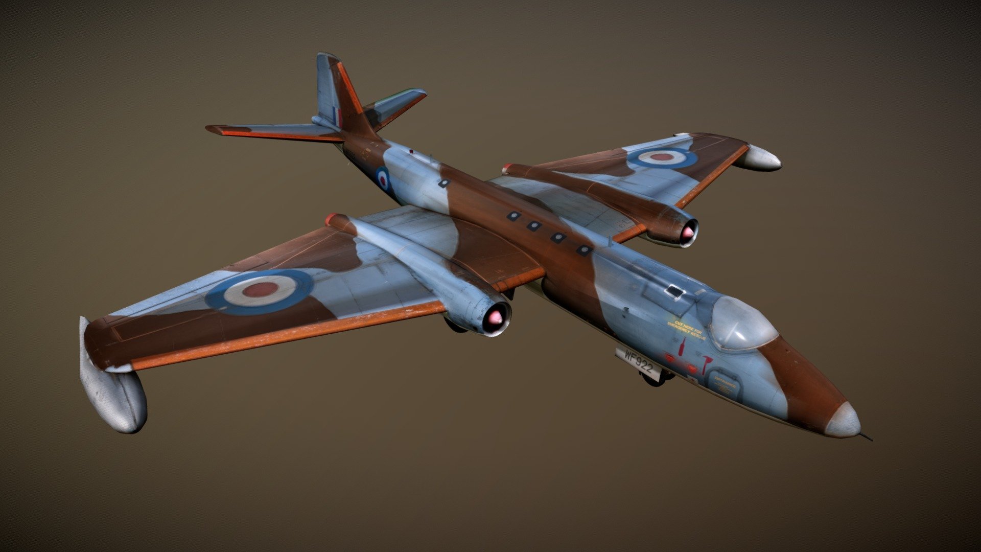 The English Electric Canberra is an icon of British Cold War aviation. The model is rigged with movable landing gear, bomb bay doors, aelerons, elivators and rudder 3d model