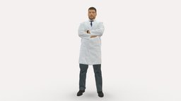 Man In White Coat 0126 style, white, people, clothes, coat, miniatures, realistic, character, 3dprint, model, man