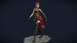 Alicia Goldenheart victorian, steampunk, style, assassin, heart, cloth, ready, woman, alicia, potion, golden, throw, knife, character, girl, game, art, lowpoly, female, dagger