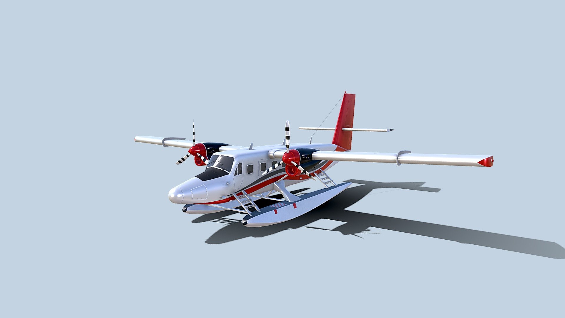 Mid poly de Havilland Seaplan with PBR material 3d model