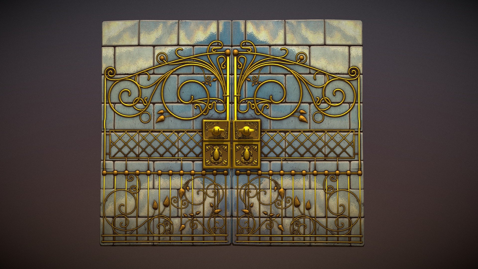 A skin for the sheet metal double door in Rust inspired by the golden gates. Hallelujah! - Heaven's Gate Double Door - 3D model by Liam Moffitt (@divadan) 3d model