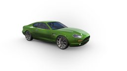 Green Luxury Sports Car green, convertible, luxury, sports, pbr, lowpoly, low, poly, car