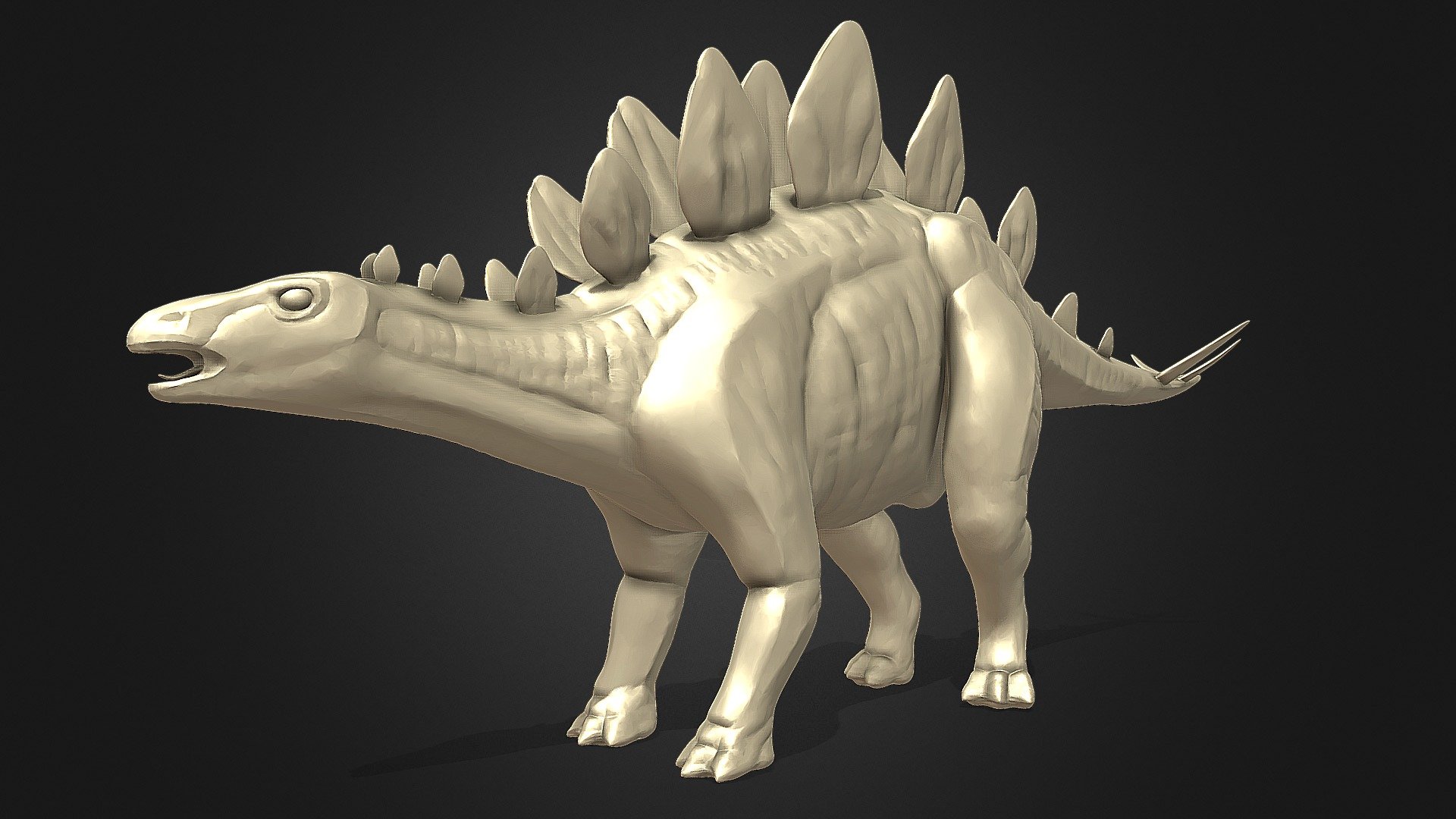 Realistic Animal with high resolution polygonal with gold material and Clear black background make it realistic and so cute.

Recomended For:


Basic modeling 
Rigging 
Sculpting 
Become Statue
Decorate
3D Print File
Toy
visualization

Have fun  :) - Gold Stegosarus - Buy Royalty Free 3D model by Puppy3D 3d model