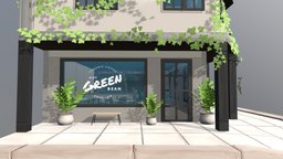 Hot Green Bean green, plant, cafe, organic, ivy, coffeehouse, building, stilistic