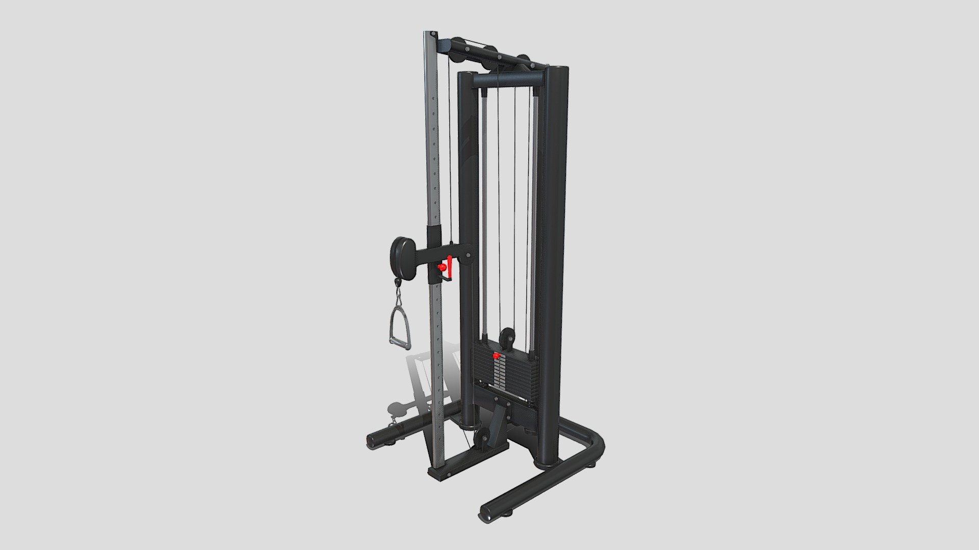 Gym machine 3d model built to real size, rendered with Cycles in Blender, as per seen on attached images. 

File formats:
-.blend, rendered with cycles, as seen in the images;
-.obj, with materials applied;
-.dae, with materials applied;
-.fbx, with materials applied;
-.stl;

Files come named appropriately and split by file format.

3D Software:
The 3D model was originally created in Blender 3.1 and rendered with Cycles.

Materials and textures:
The models have materials applied in all formats, and are ready to import and render.
Materials are image based using PBR, the model comes with four 4k png image textures.

Preview scenes:
The preview images are rendered in Blender using its built-in render engine &lsquo;Cycles'.
Note that the blend files come directly with the rendering scene included and the render command will generate the exact result as seen in previews.

General:
The models are built mostly out of quads.

For any problems please feel free to contact me.

Don't forget to rate and enjoy! - High Low Pulley - Buy Royalty Free 3D model by dragosburian 3d model