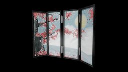 Shoji Screen japan, sakura, shoji, 3d, blender, art, screen, japanese