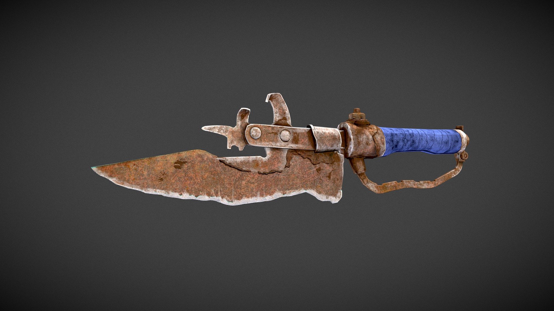 Post apocalyptic scrap knife modeled based on concept art of Anton Kukhtytskyi (with some small modification from my side): https://www.artstation.com/artwork/znq2m

Modeled in Blender and textured in Substance Painter 3d model