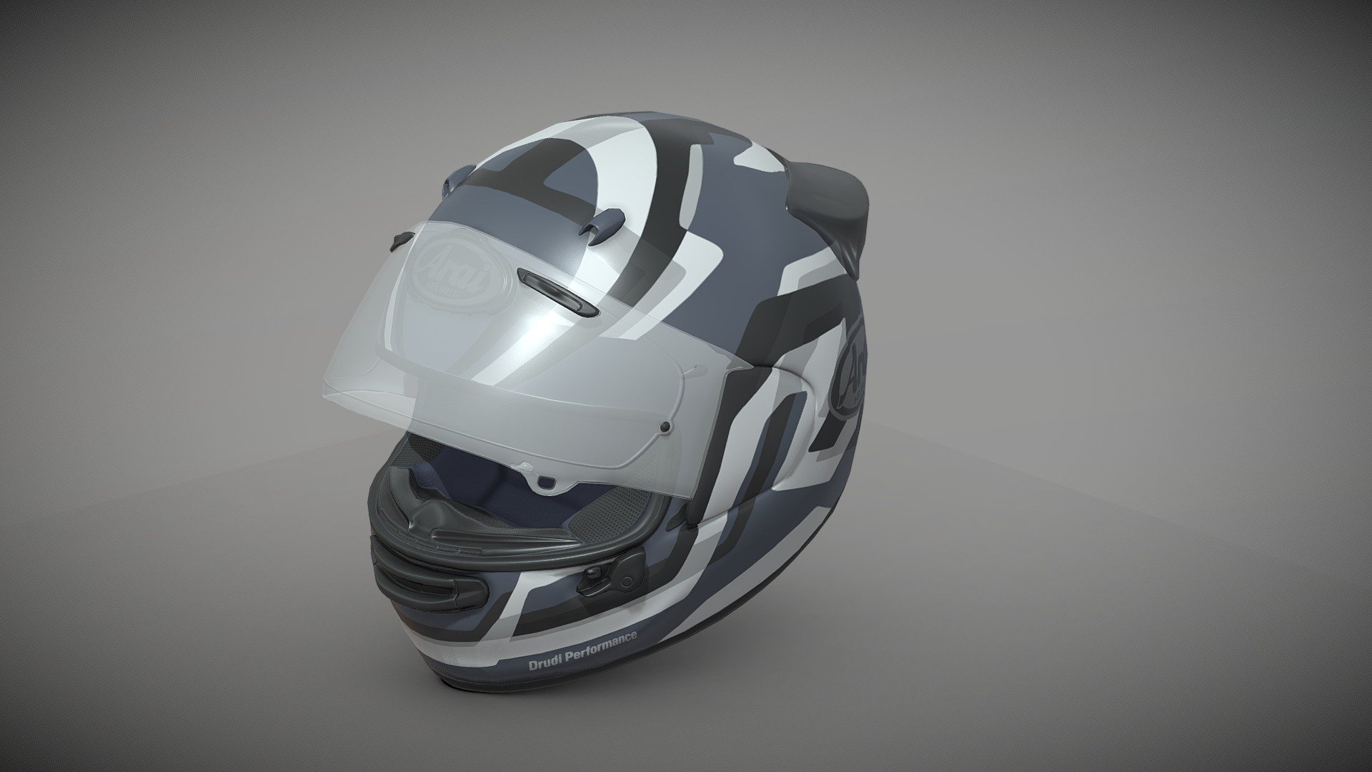 Helmet Arai Quantic Grey. Modeled in Blender, textured in Substance painter. For the project Ride5 3d model