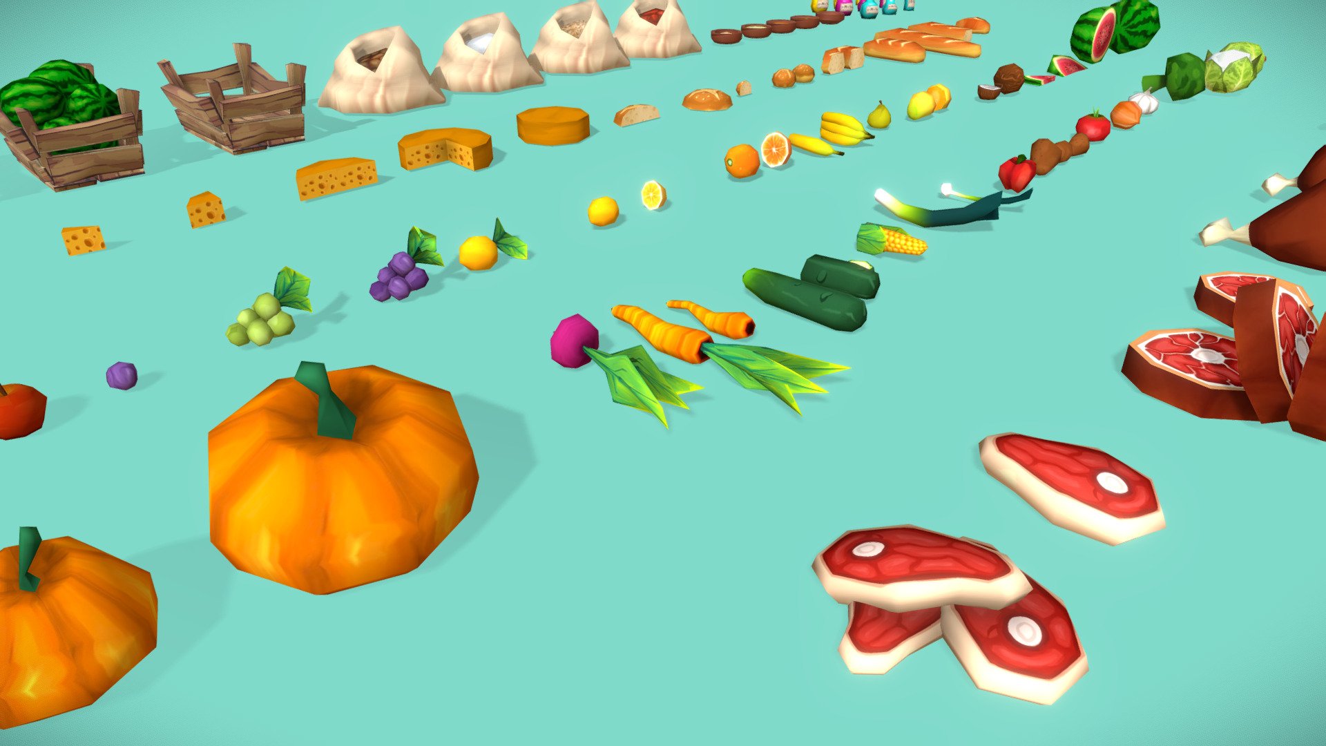 Now on our Webstore! https://tidalflask.com/store/jaWg/fantastic-food-pack
With FANTASTIC - Food Pack you get a huge variety of food items to populate empty tables, shelves and storerooms in your game. This pack contains 113 food items. Each individually handpainted and all of them sharing one texture atlas for optimal performance.

Follow us for news 

Web | Twitter | Facebook - FANTASTIC - Food Pack - 3D model by TidalFlaskStudios 3d model
