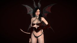 Demon Girl body, face, hair, humanoid, cloth, live, fashion, medieval, adventure, rig, asian, shaman, mage, chinese, realistic, traditional, woman, heels, oriental, korean, streamer, magican, hairstyle, hairs, vatar, vtuber, character, girl, game, pbr, witch, female, stylized, fantasy, human, rigged, gameready, person