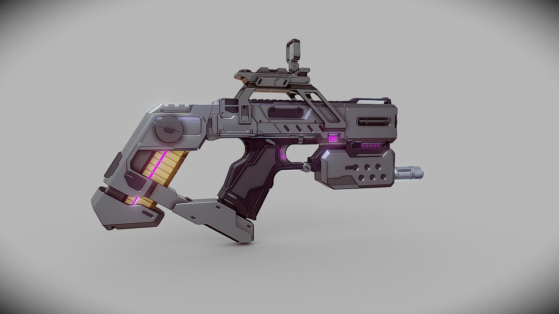 trying/messing around with houdini + kitbash meshes, came up with this style of smg - Procedural Generated SMG - 3D model by OGL (@GaryLim) 3d model