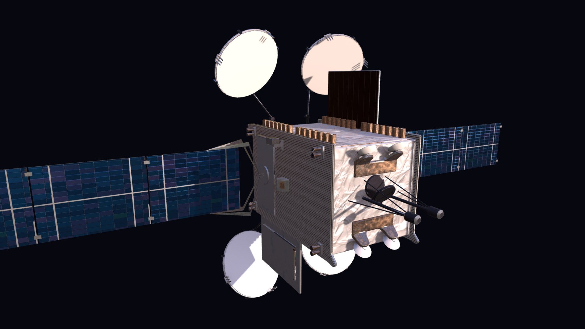 ViaSat-2 is a commercial communications satellite launched June 1, 2017 and went live late February 2018. It was advertised to be the world's highest capacity communications satellite with a throughput of 300 Gbit/s, succeeding HughesNet EchoStar XIX launched in December 2016. It is the second Ka-band satellite launched by ViaSat after ViaSat-1. The satellite provides internet service through ViaSat (Exede prior to rebranding) to North America, parts of South America, including Mexico and the Caribbean, and to air and maritime routes across the Atlantic Ocean to Europe 3d model