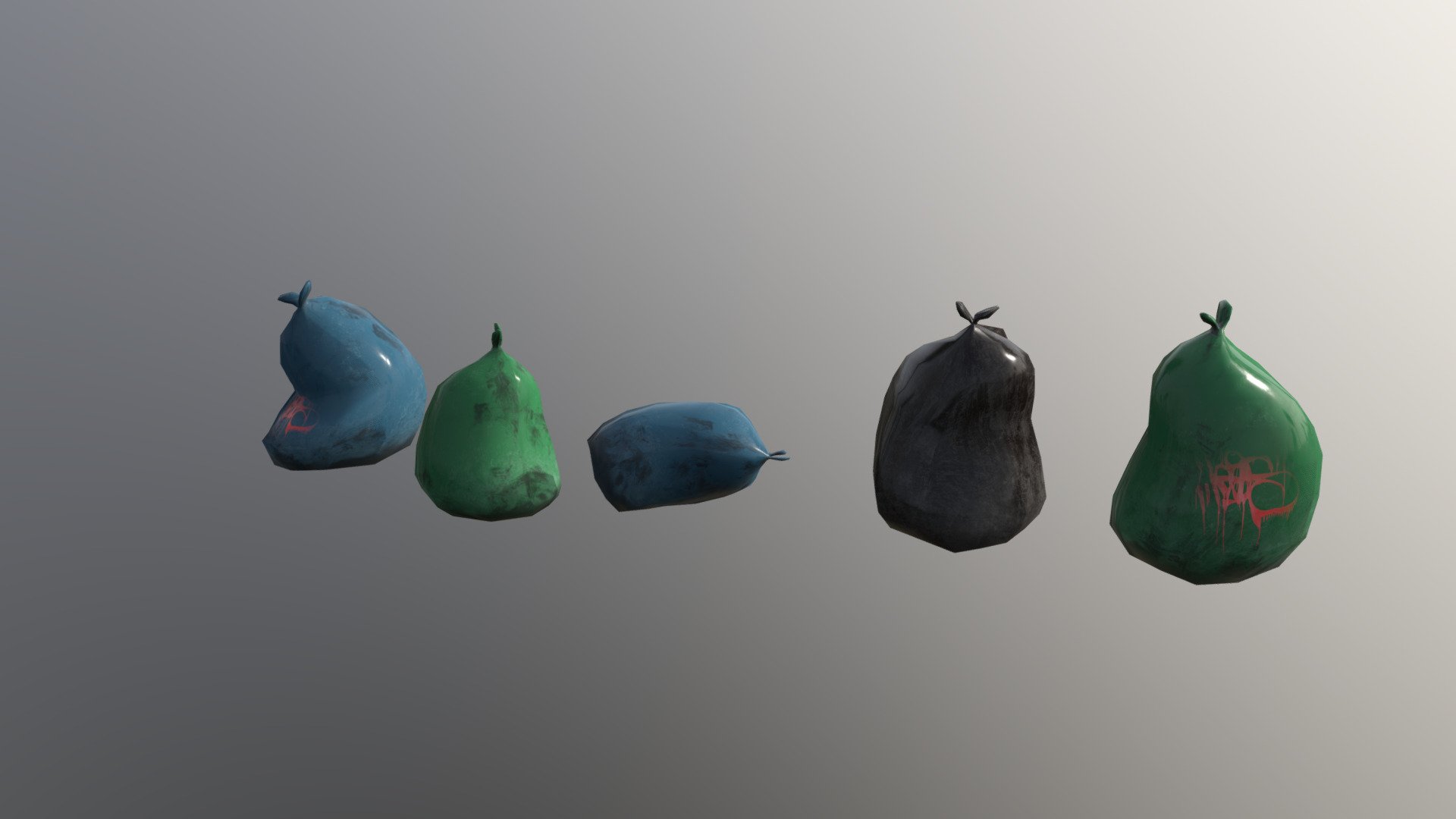 5 Kinds of Trashbags low poly in Pbr materials with textures in Substance painter 3d model