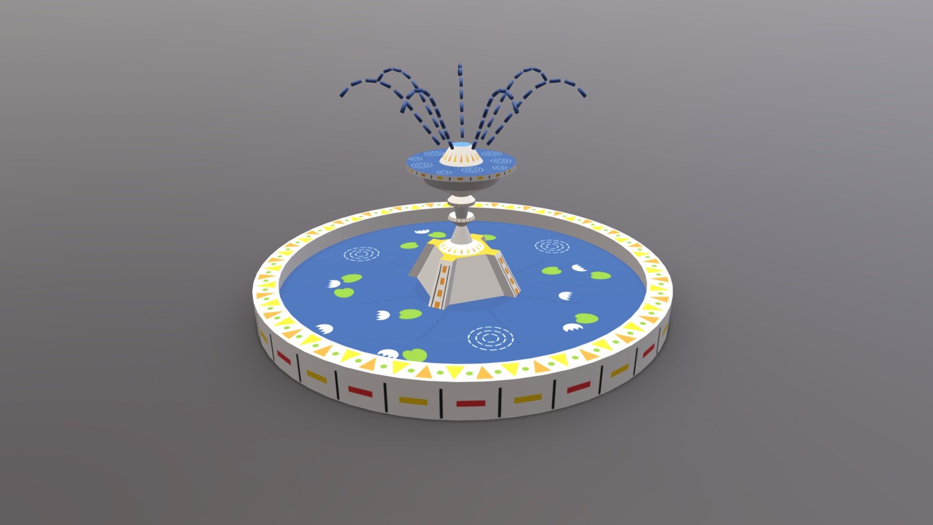 Low-poly cartoon fountain. Texture size 4096x4096. Game engine ready 3d model
