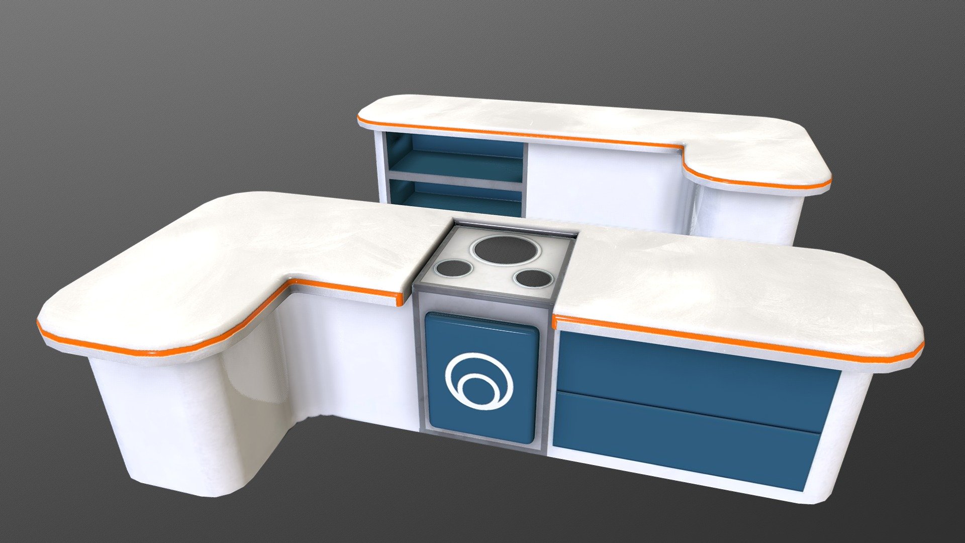 Diner Couters asset made for Project RoZoSho 2018 - Modern Kitchen counter - 3D model by RoyalGh0sts (@JelleHuisInTVeld) 3d model