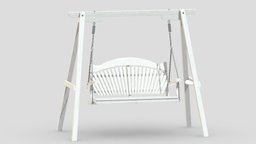 Wooden Swing Chair 004 wooden, bench, garden, exterior, children, double, equipment, swing, furniture, vr, park, ar, single, porch, outdoor, seating, playground, rest, realistic, yard, backyard, furnishings, game, 3d, chair, low, poly, house, wood