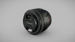 Canon Lens EF 50mm optics, canon, lens, realistic, scanned, covered, ef, photometry, stm, 50mm, pbr-texturing, pbr-materials, black, inciprocal