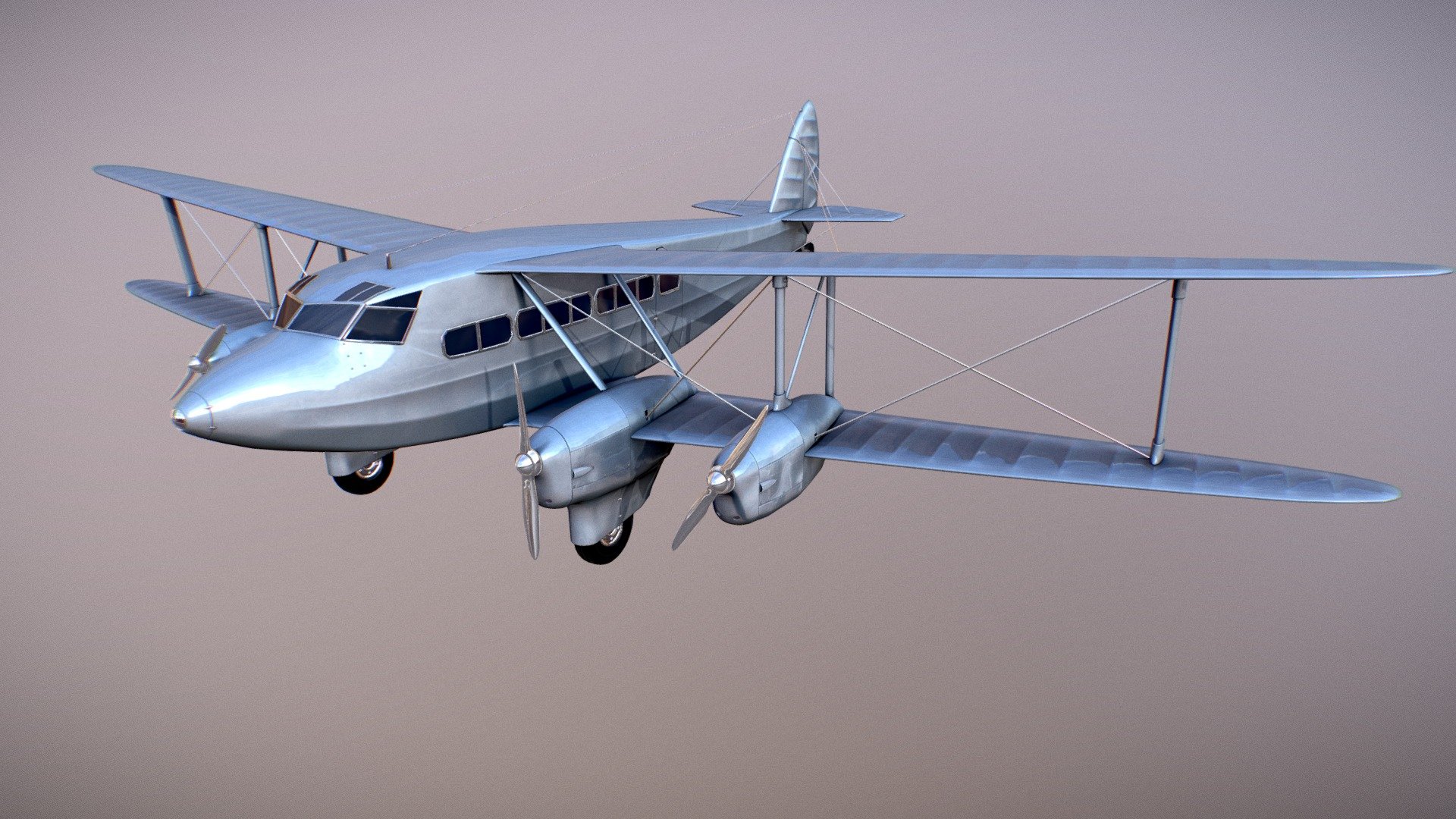 The de Havilland Express, also known as the de Havilland D.H.86, was a four-engined passenger aircraft manufactured by the de Havilland Aircraft Company between 1934 and 1937.

This aeroplane was 3D modelled for use in the 2020 Qantas in-flight safety video, which offers a glimpse into how air travel has changed over the past 100 years 3d model