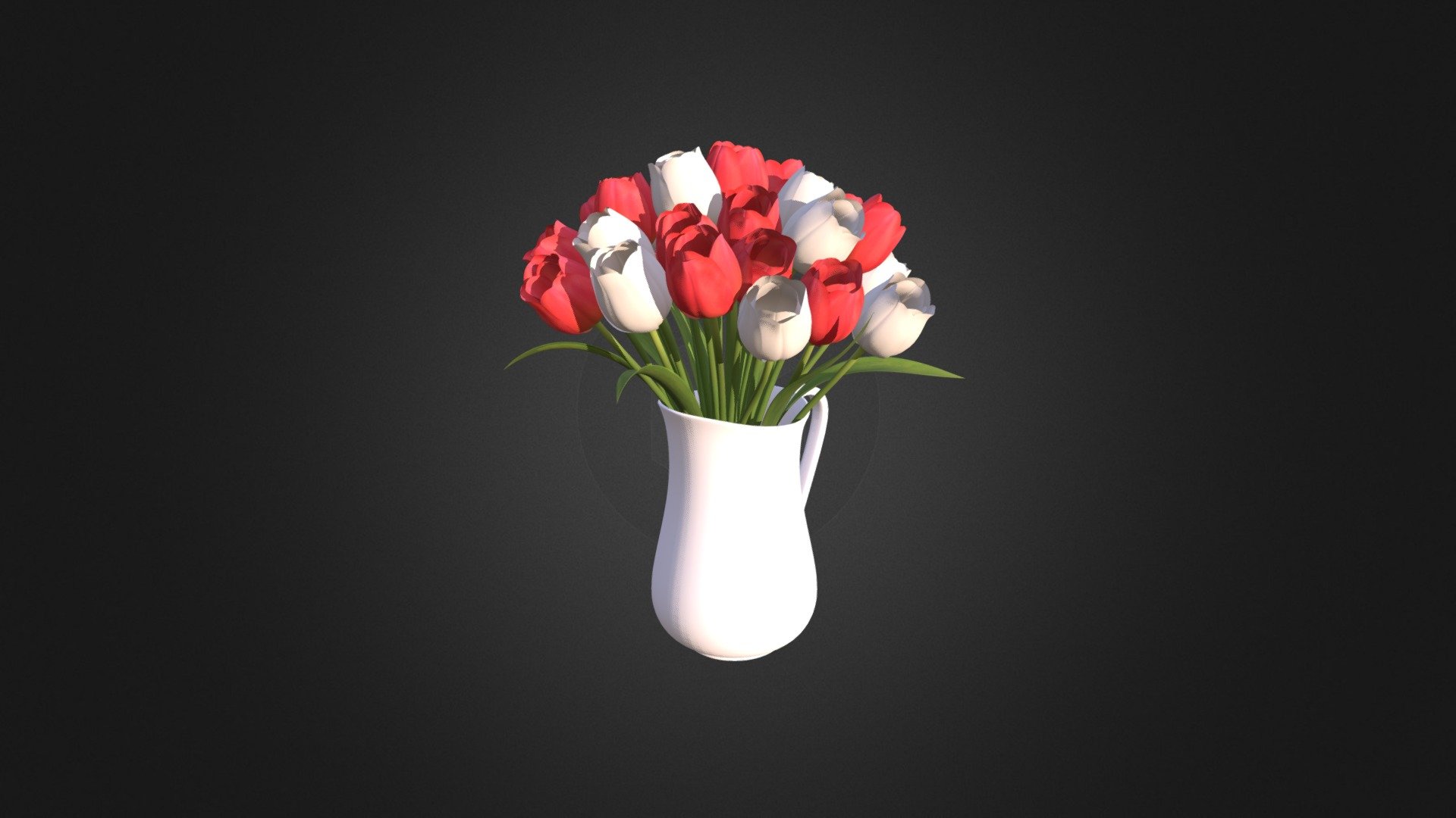 Red and White Tulips - Red and White Tulips - Buy Royalty Free 3D model by cgaxis 3d model