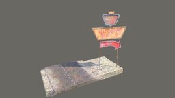 Road sign  -environment prop abandoned, road, way, rusted, sign, neon, old, substancepainter, blender