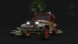 Jurassic Park Jeep 18 Low Poly