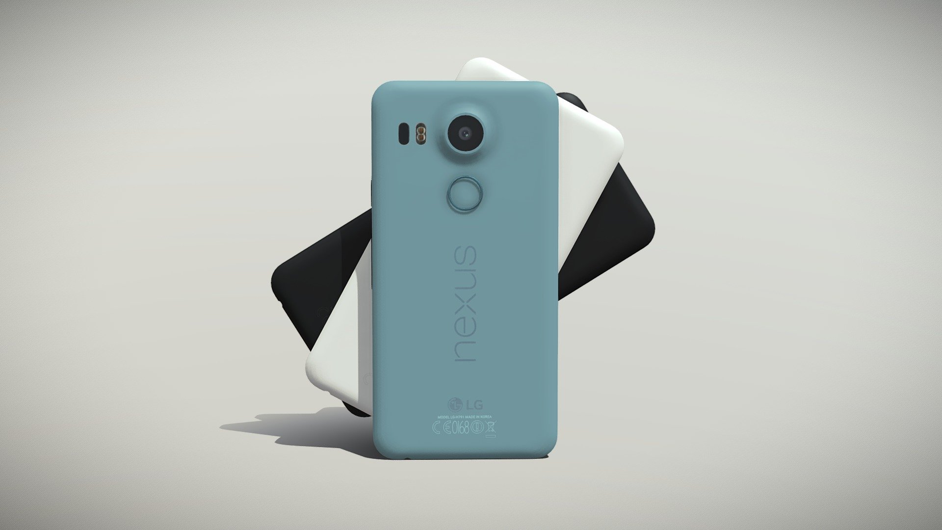 •   Let me present to you high-quality low-poly 3D model LG Nexus 5X. Model is presented in three colors: Black, Mint and White. Modeling was made with ortho-photos of real phone that is why all details of design are recreated most authentically.

•    This model consists of one mesh, it is low-polygonal and it has only one material for each color version.

•   The total of the main textures is 5. Resolution of all textures is 4096 pixels square aspect ratio in .png format. Also there is original texture file .PSD format in separate archive.

•   Polygon count of the model is – 2012.

•   The model has correct dimensions in real-world scale. All parts grouped and named correctly.

•   To use the model in other 3D programs there are scenes saved in formats .fbx, .obj, .DAE, .max (2010 version).

Note: If you see some artifacts on the textures, it means compression works in the Viewer. We recommend setting HD quality for textures. But anyway, original textures have no artifacts 3d model