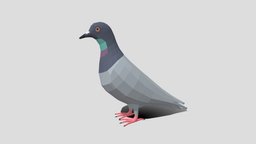 Low Poly Cartoon Pigeon bird, pigeon, post, domestic, flatshaded, holy, polyart, cartoon, blender, art, lowpoly, low, poly, animal, stylized