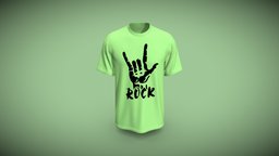 Rock Print Short Sleeves T- Shirt short, baseball, tshirt, cloth, comfortable, top, sports, tee, obj, fbx, df, sleeves, t-shirt, gltf, raglan, t-shirt-canoe-collar, t-shirts, t-shirtobj, t-shirtfbx, t-shirtdesign, t-shirt3d