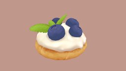 Blueberry Brushetta food, small, prop, painted, color, berry, cooking, blueberry, foodchallenge, handpainted, cartoon, asset, 3d, blender, lowpoly, stylized