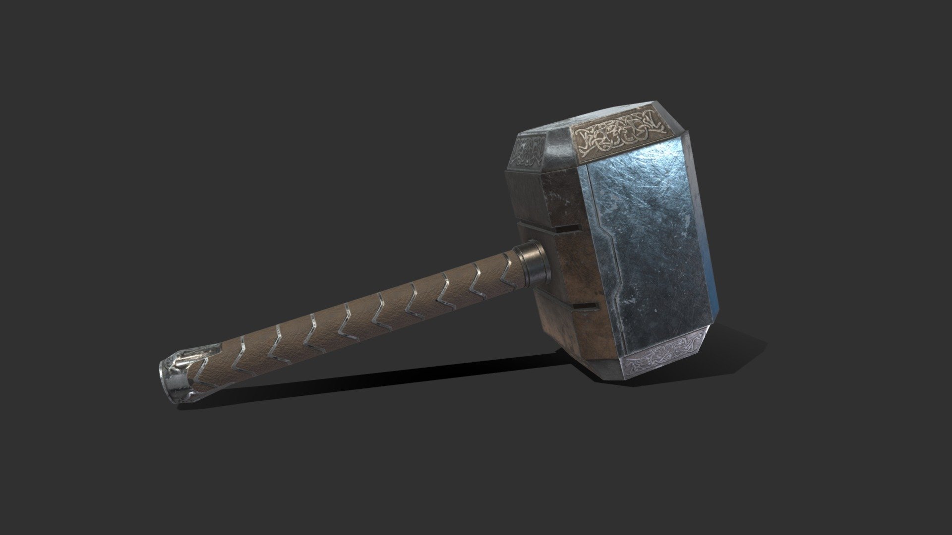 3D model of Thor Hammer Low Poly PBR
- 4k Resolution of textures
- Originally created with 3ds Max 2018 
- Textured created with Substance Painter 


Texture Set: 
Diffuse, Base Color, IOR, gloss, heigh, ior, normal, reflection, specular, AO, metallic, roughness
Special notes: 
.fbx format is recommended for import in other 3d software. If your software doesn't support .fbx format, please use 3ds format; .obj, format was exported from 3ds Max. 
The geometry for .obj format is set to tris.
 - Thor Hammer Low Poly PBR - Buy Royalty Free 3D model by danielmikulik 3d model