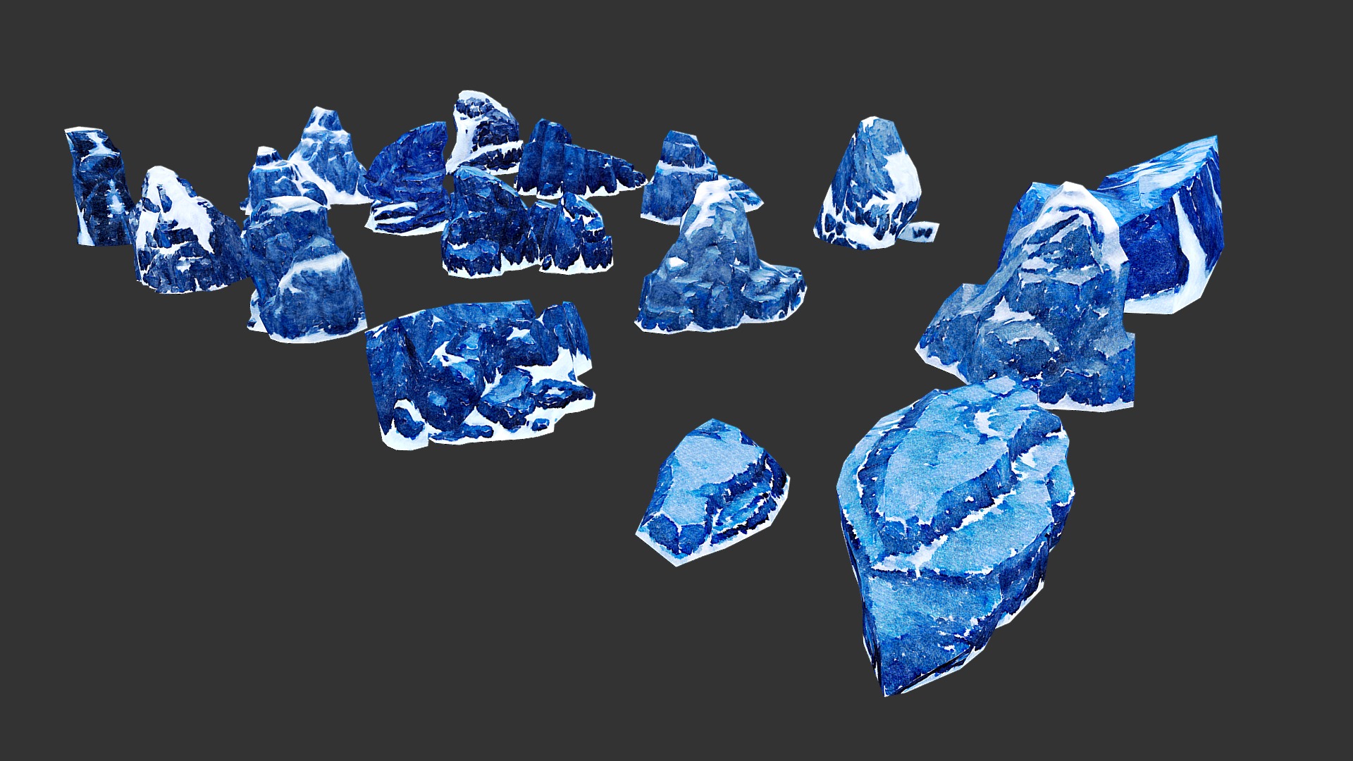 A package of low polygonal Rocks.The package contains 15 objects

Rock 1: 230 Poly, 140 Vert
Rock 2: 425 Poly, 373 Vert
Rock 3: 444 Poly, 292 Vert
Rock 4: 271 Poly, 202 Vert
Rock 5: 247 Poly, 176 Vert
Rock 6: 134 Poly, 47 Vert
Rock 7: 230 Poly, 144 Vert
Rock 8: 385 Poly, 285 Vert
Rock 9: 384 Poly, 261 Vert
Rock 10: 400 Poly, 355 Vert
Rock 11: 71 Poly, 54 Vert
Rock 12: 160 Poly, 146 Vert
Rock 13: 152 Poly, 103 Vert
Rock 14: 427 Poly, 296 Vert
Rock 15: 352 Poly, 265 Vert




Only Textures Diffus duplicated in resolution 1024 x 1024. Format textures of PNG. Files include: 3Dsmax, 3Ds, Obj, Fbx and folder with textures. Ready import to game project (Unity, Unreal)
If there is a need for any type of model, send a message! We will provide. 
Thanks for your interest and love! 



Note: Watercolor style illustrations 
It is recommended to use flat lighting or shaderless material - Stone Illustration Part 6 - 3D model by josluat91 3d model