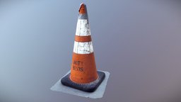 Low Poly Traffic Cone 3 orange, traffic, urban, highway, road, zone, cone, safety, pylon, aged, photoscan, photogrammetry, city, street, construction