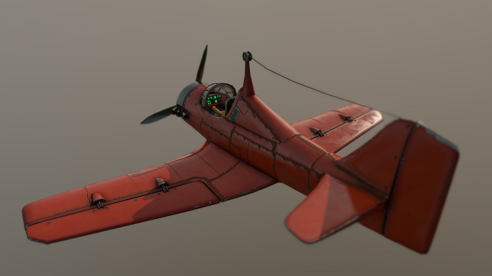 Modeled an UvMapped in blender and textured in substance painter - Slylized Old Plane - 3D model by guillealvarezdib 3d model