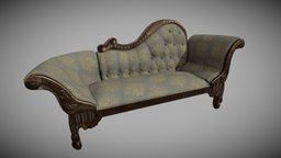 Chaise Longue ornate, chaise, furniture, chaise-longue, 18thcentury, chair
