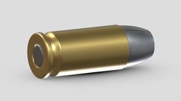 Bullet .44 ACP rifle, action, army, bullet, ammo, firearms, explosive, automatic, realistic, pistol, sniper, auto, cartridge, weaponry, express, caliber, munitions, weapon, asset, game, 3d, pbr, low, poly, military, shotgun, gun, colt