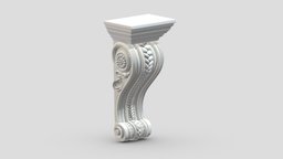 Scroll Corbel 41 stl, room, printing, set, element, luxury, console, architectural, detail, column, module, pack, ornament, molding, cornice, carving, classic, decorative, bracket, capital, decor, print, printable, baroque, classical, kitbash, pearlworks, architecture, 3d, house, decoration, interior, wall, pearlwork