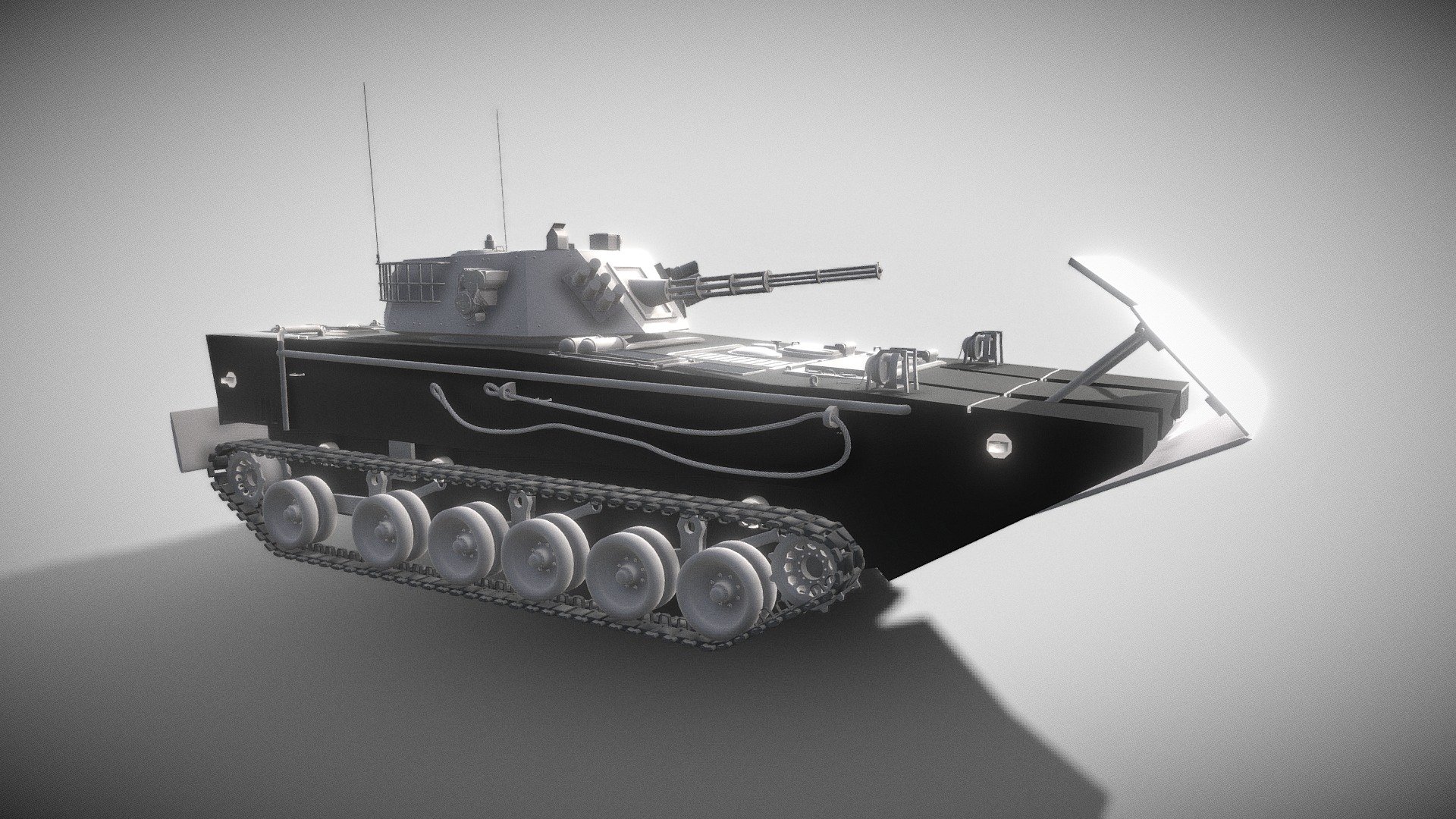 The Type 05 amphibious armored vehicle (Chinese: 05式两栖装甲车) is a family of amphibious tracked armored fighting vehicles developed by Norinco for the People's Liberation Army Navy Marine Corps, consisting of two main combat variants — the ZBD-05 infantry fighting vehicle and the ZTD-05 assault vehicle, as well as several support variants based on the ZBD-05. The Type 05s could be launched at sea from an amphibious assault ship over the horizon, and features a hydroplane, a design concept that has been compared to the cancelled United States Expeditionary Fighting Vehicle (EFV) program.

As a dedicated amphibious combat vehicle, the Type 05 is aiming to provide unique amphibious capability that emphasizes speedy landing operations. China is the only country to produce such unique high-speed amphibious fighting vehicles.
Learn More at https://killcapturedestroy.com/ - ZBD-05 Type 05  Amphibious Armored Vehicle - Download Free 3D model by KillCaptureDestroy (@jloiacono82) 3d model