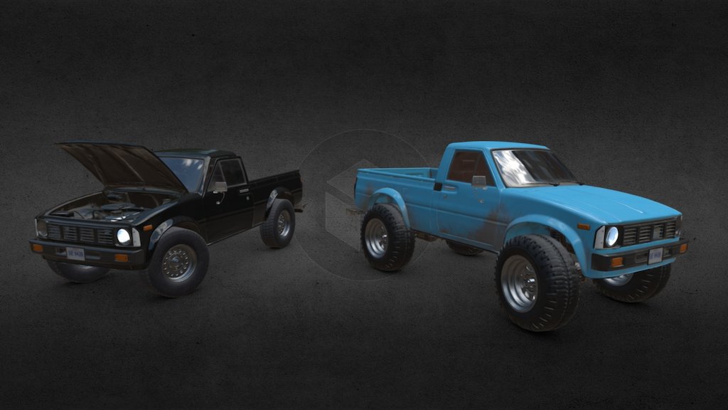 These are two versions of the same car. For shading I used a normal map baked from the high poly model. Therefore, to view highly recommend to enable a high quality textures. I created them for the Asset Store. Asset is available at the following link: -link removed- - pickup truck - 3D model by torvald-mgt 3d model