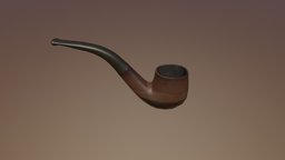Small Bent Smoking Pipe pipe, small, smoke, smoking, bent, maya2017, substancepainter, substance, zbrush