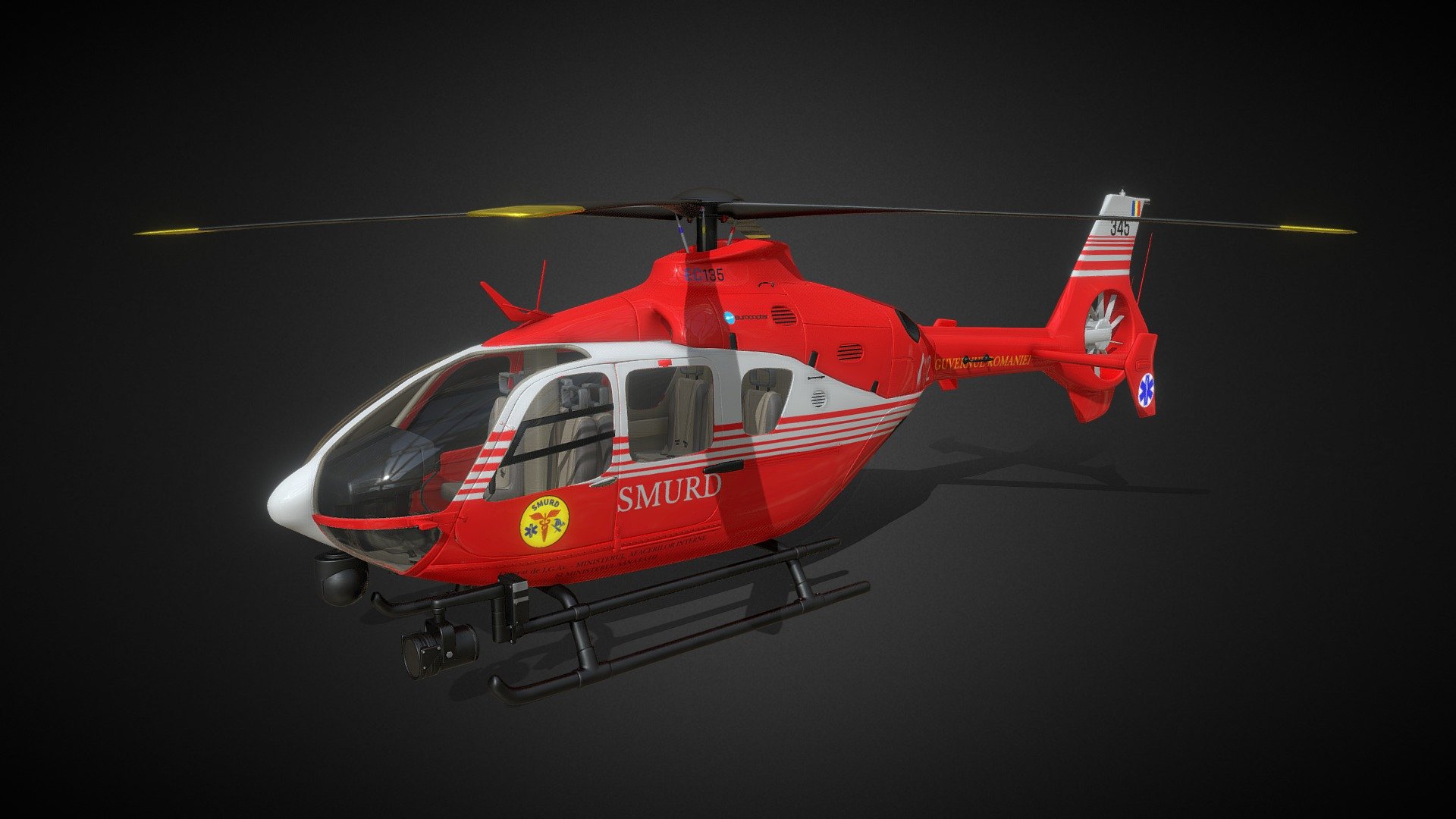 Helicopter SMURD Romania based on Eurocopter ec135 - Elicopter SMURD Romania - Buy Royalty Free 3D model by solid3DDD 3d model